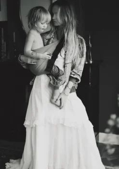 Kindertrage Leinen Camel