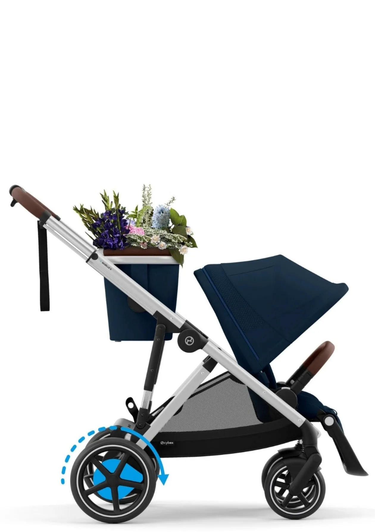 Kinderwagen 'e-Gazelle S' Silver / Ocean Blue