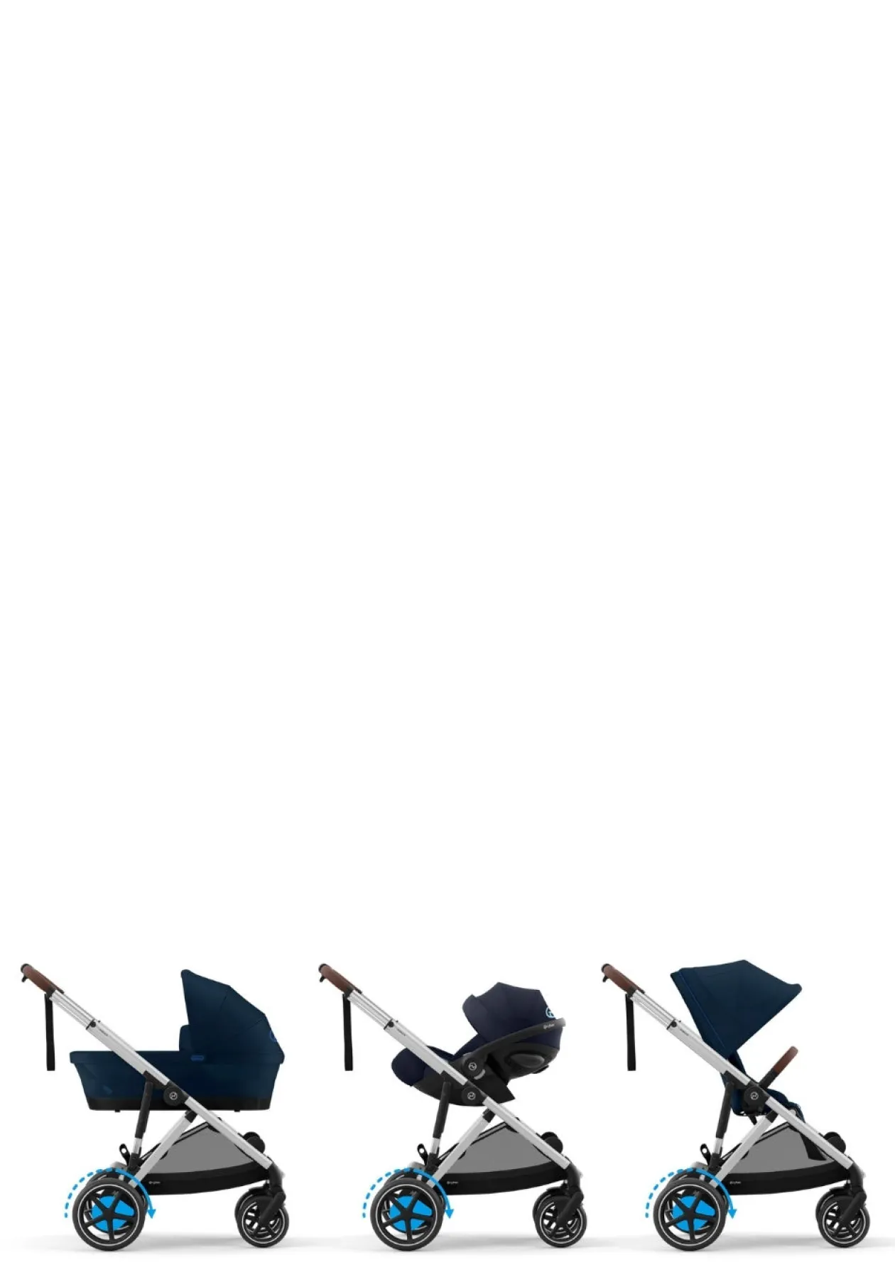 Kinderwagen 'e-Gazelle S' Silver / Ocean Blue