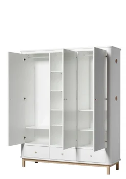 Kleiderschrank 'Wood' 3-türig weiss / Eiche