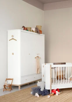 Kleiderschrank 'Wood' 3-türig weiss / Eiche