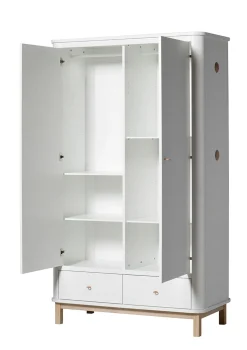 Kleiderschrank 'Wood' 2-türig weiss / Eiche