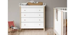 Kommode 'Wood' 4 Schubladen weiß/Eiche