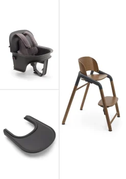 Komplettes Hochstuhl-Set 'Giraffe' warmes Holz / Grau