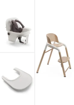 Komplettes Hochstuhl-Set 'Giraffe' neutrales Holz / Weiß