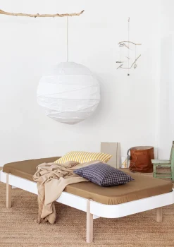 Lounger Bett 'Wood' weiß/eiche 200 x 90/120 cm