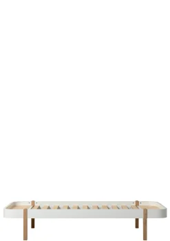 Lounger Bett 'Wood' weiß/eiche 200 x 90/120 cm