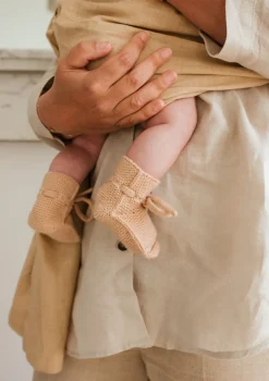 Merino Baby Booties Apricot