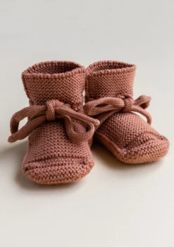 Merino Baby Booties Brick
