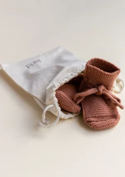 Merino Baby Booties Brick