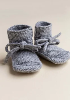 Merino Baby Booties Grey Melange