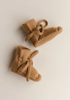Merino Baby Booties Ochre