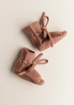 Merino Baby Booties Terracotta