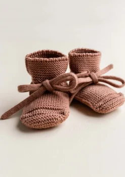 Merino Baby Booties Terracotta