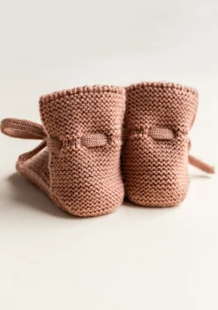 Merino Baby Booties Terracotta