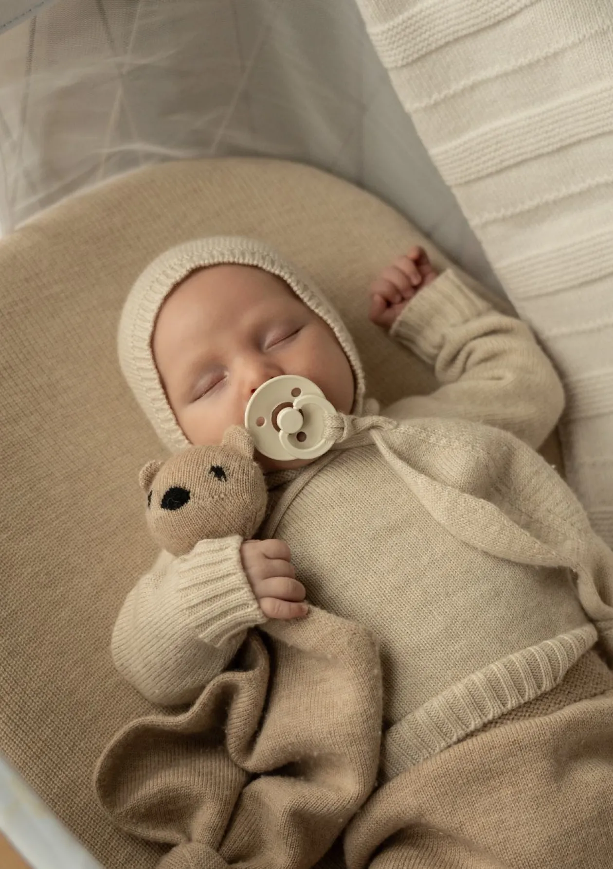 Merino Schmusetuch 'Teddy Tokki' Sand