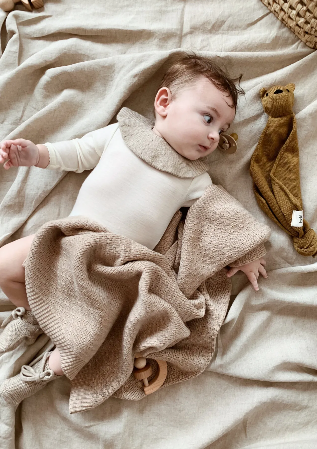 Merino Schmusetuch 'Teddy Tokki' Mustard