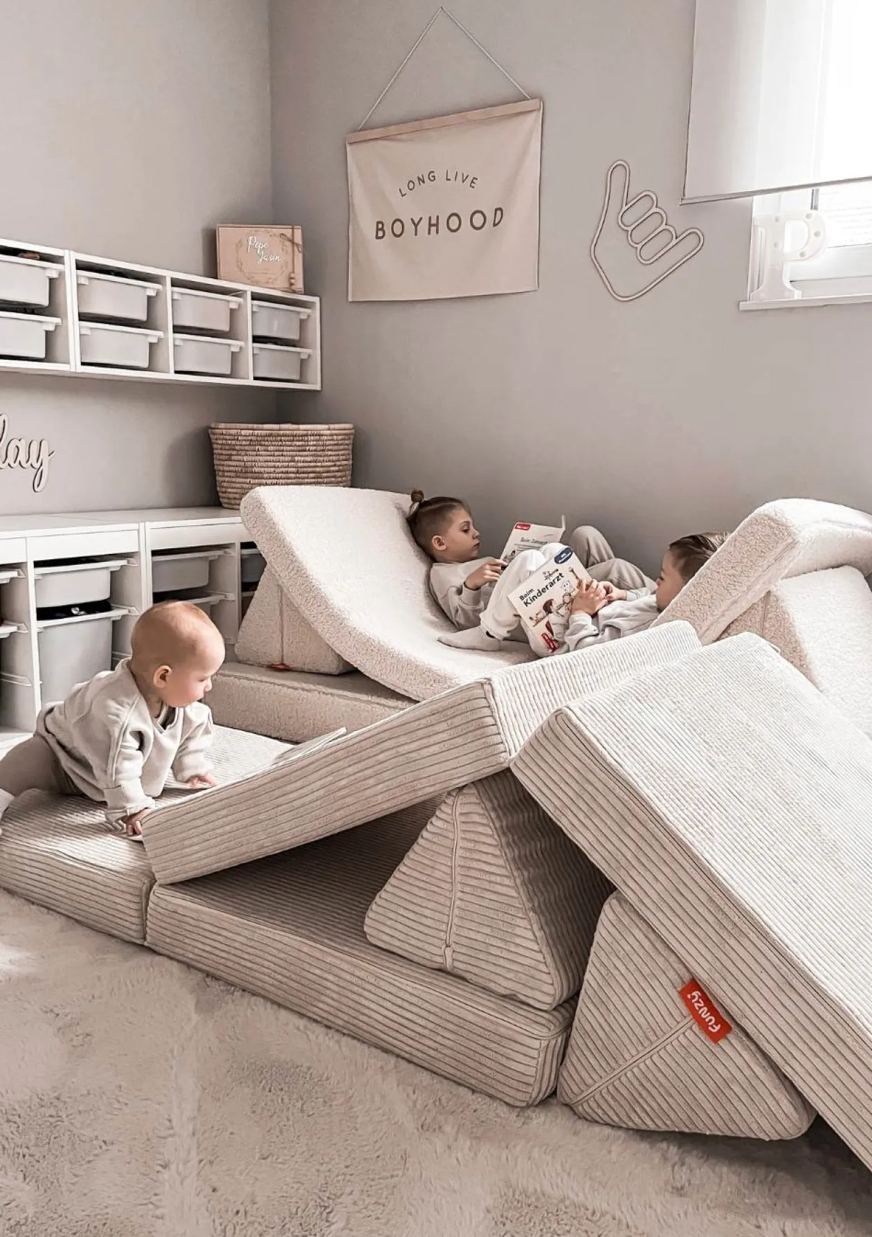 Mini Spielsofa Cord Lagune Blau