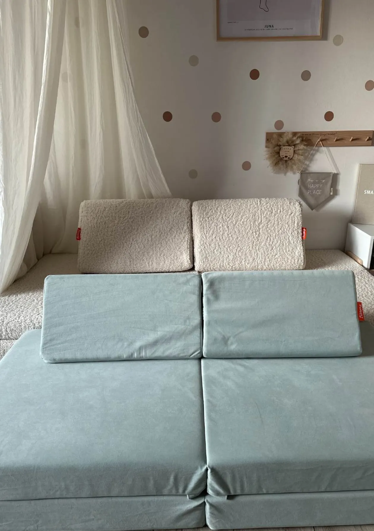 Mini Spielsofa Velours Minz Hellgrün