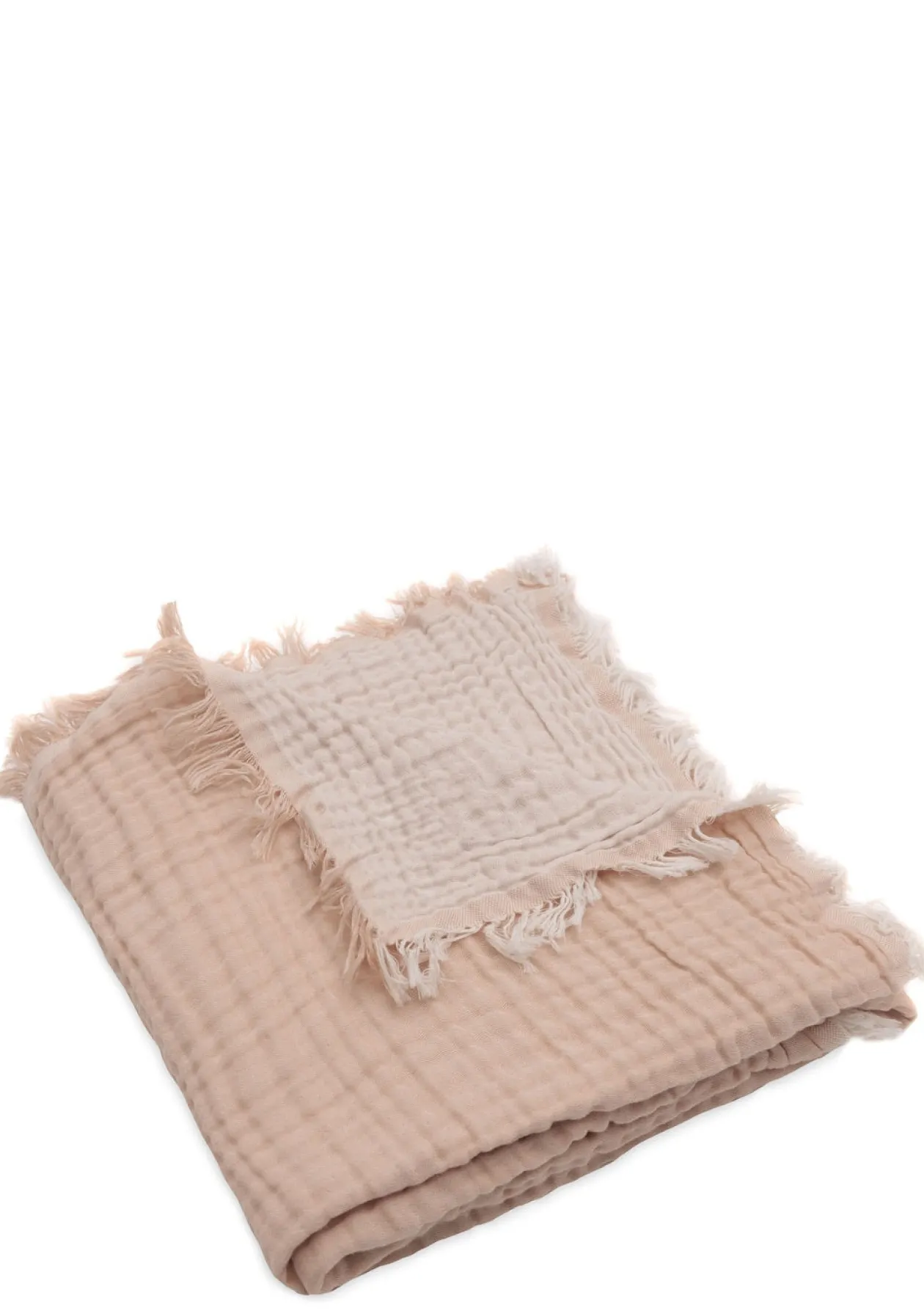 Musselin Decke 'Fringe' Moonstone 120 x 120 cm