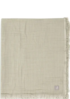 Musselin Decke 'Fringe' Olive Green 120 x 120 cm