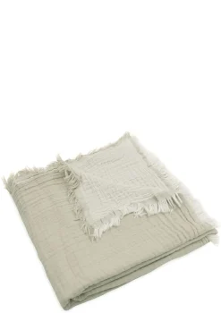 Musselin Decke 'Fringe' Olive Green 120 x 120 cm