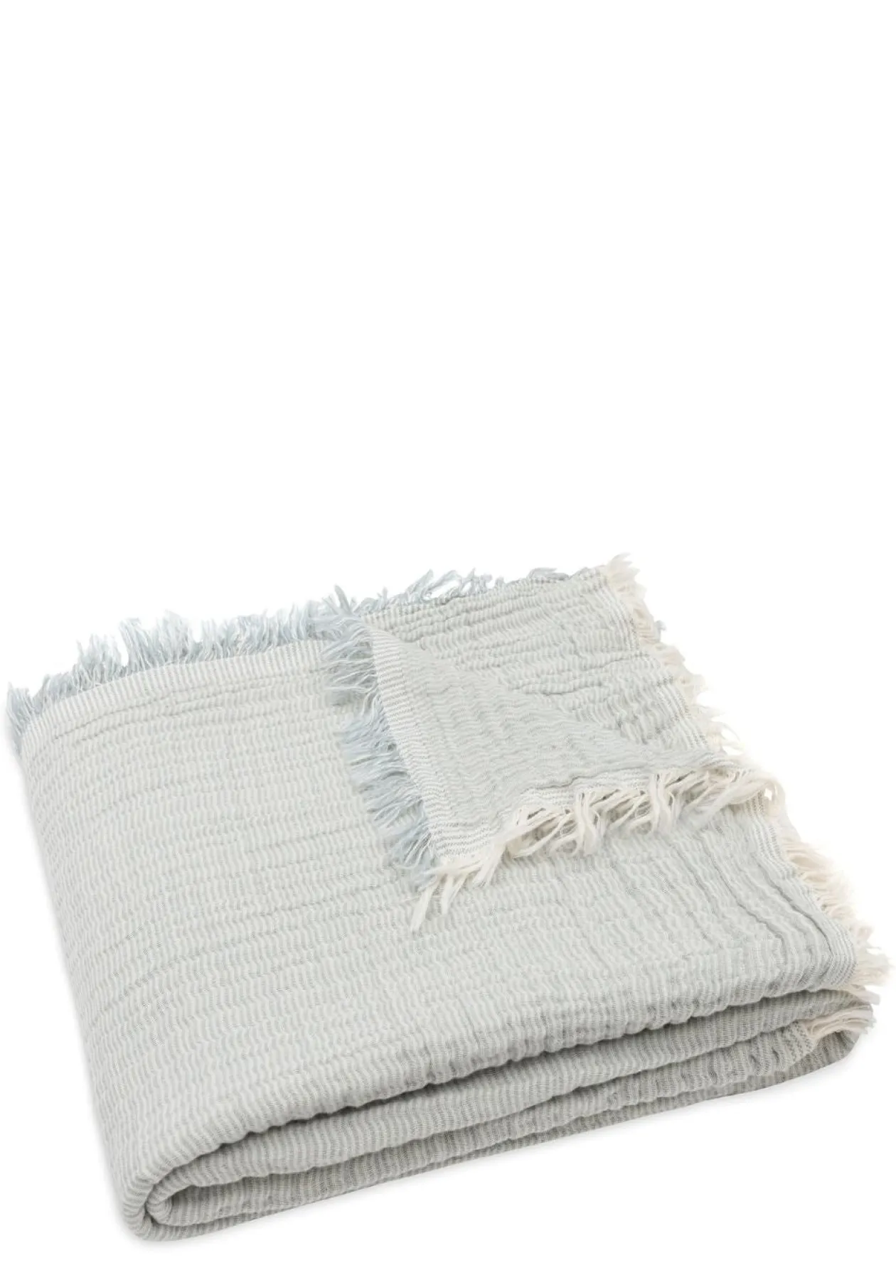 Musselin Decke 'Fringe Stripe' Sea Green 120 x 120 cm