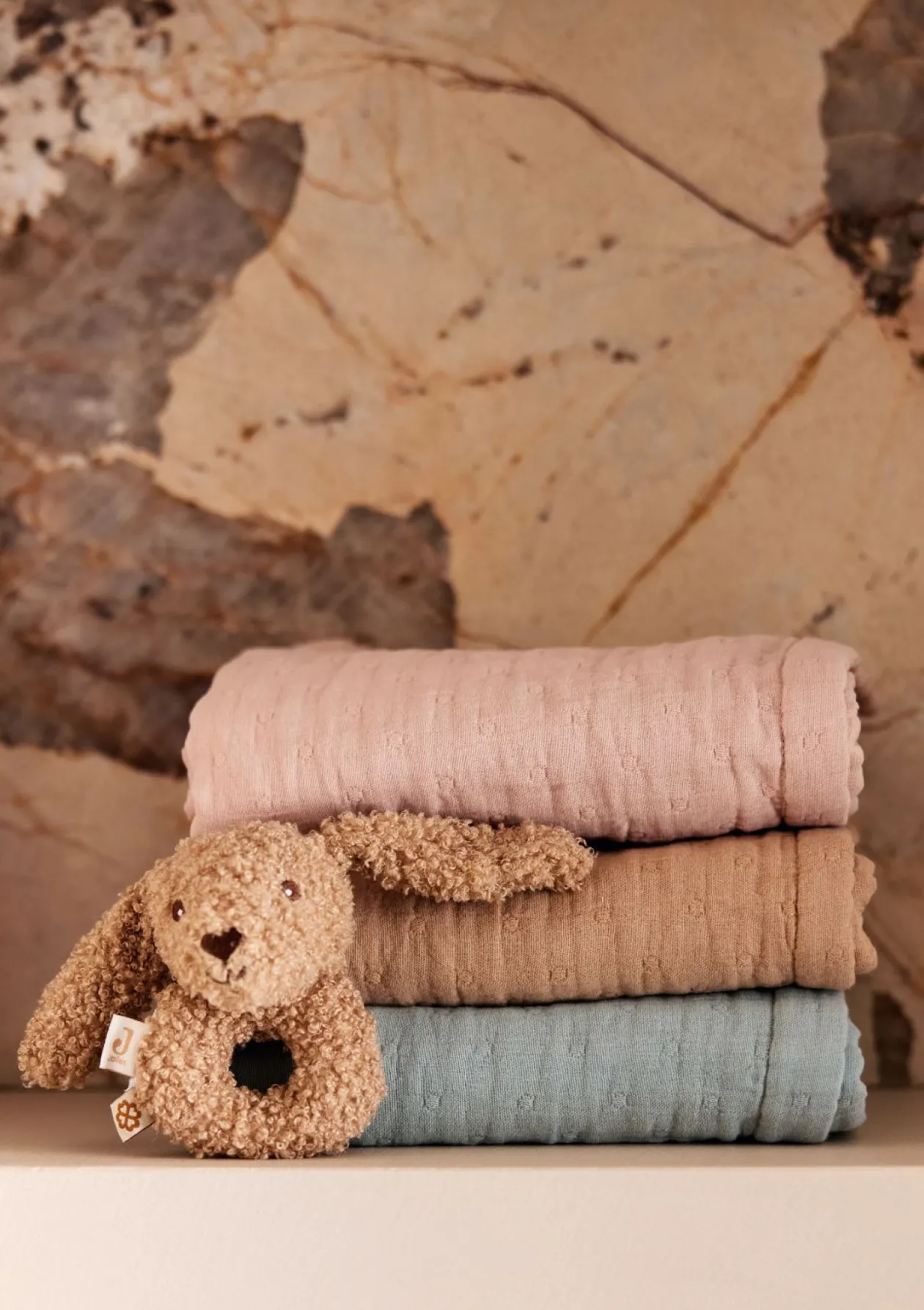 Musselin Decke Wiege 'Jacquard' Wild Rose 100 x 75 cm