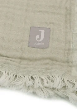 Musselin Decke Wiege 'Fringe' Olive Green 100 x 75 cm