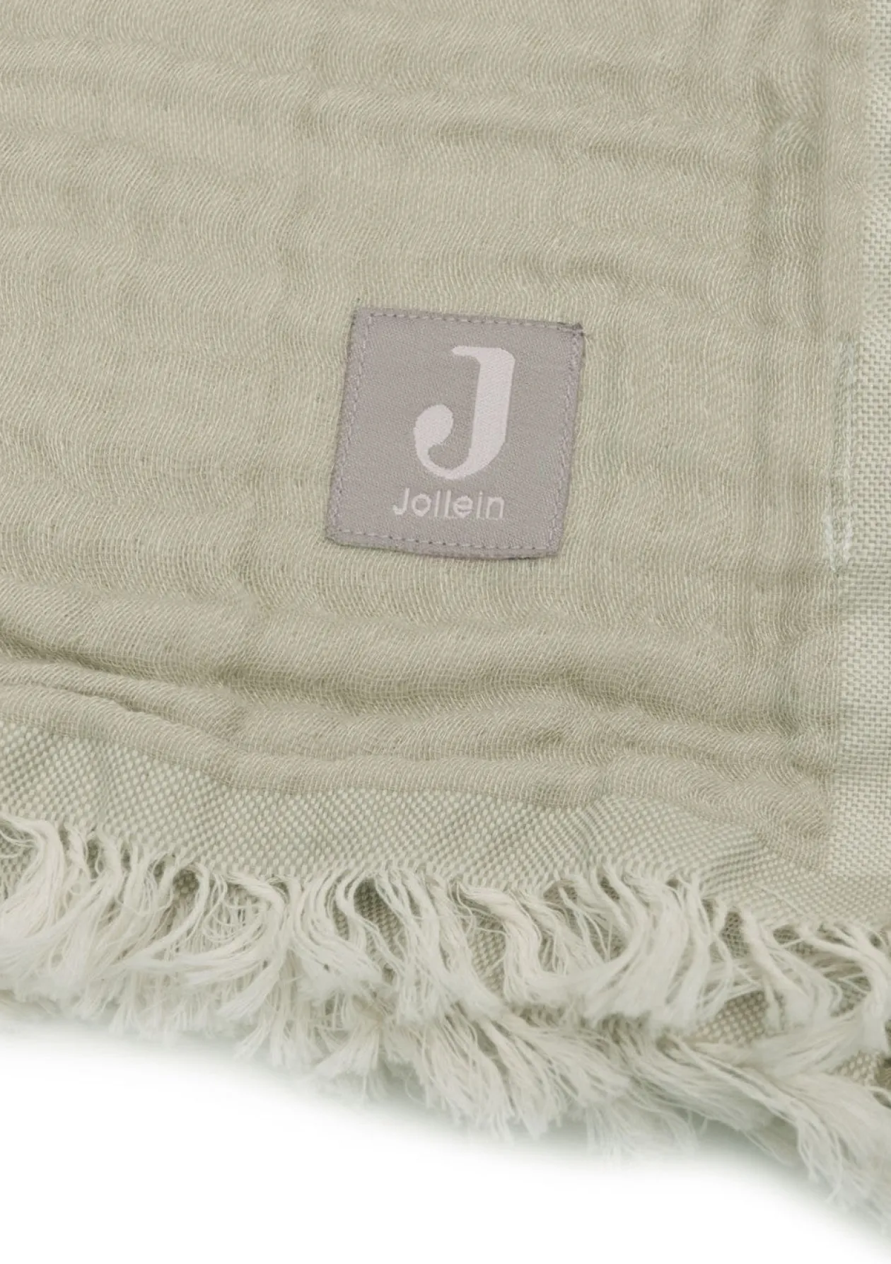 Musselin Decke Wiege 'Fringe' Olive Green 100 x 75 cm