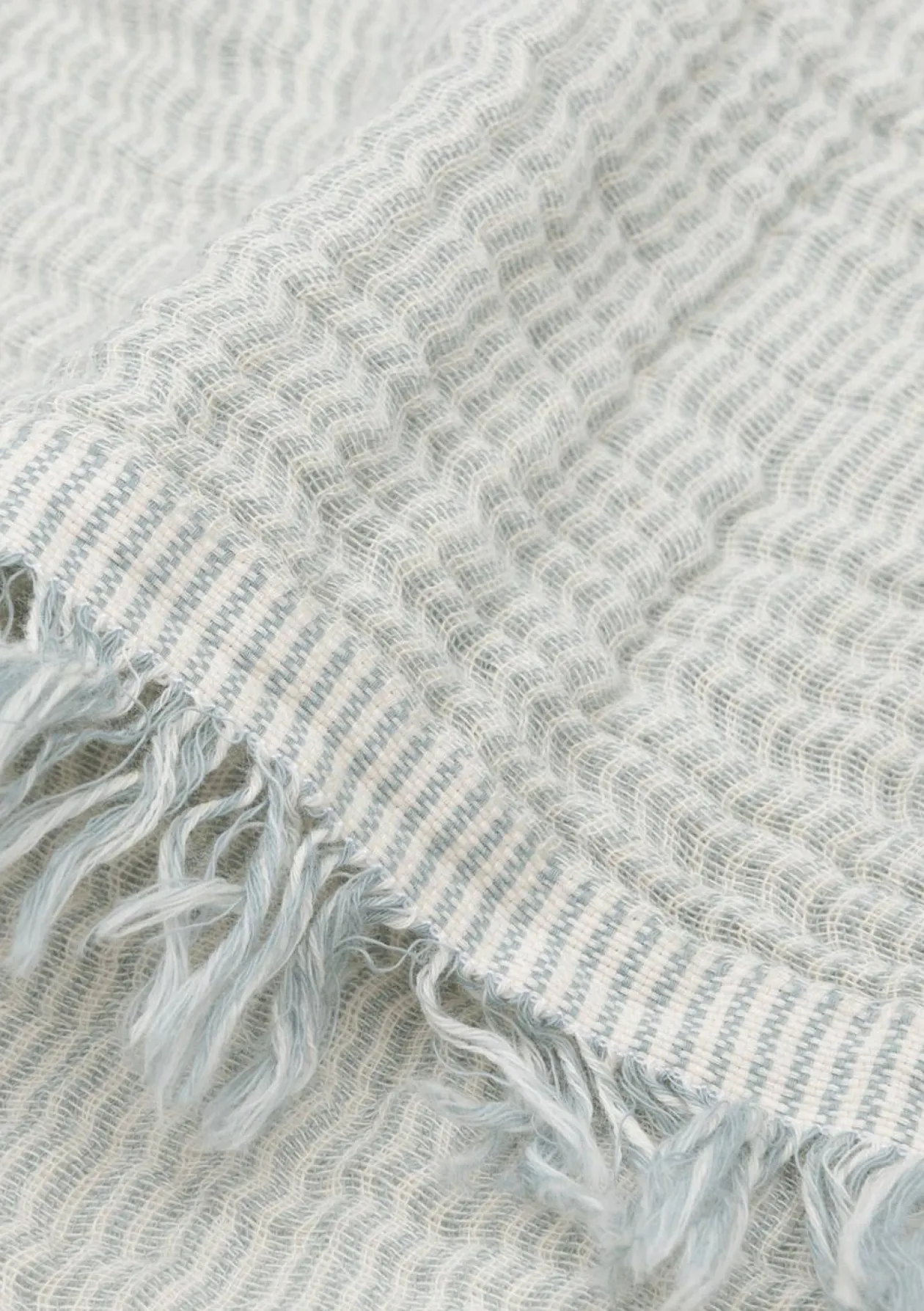 Musselin Decke Wiege 'Fringe Stripe' Sea Green 100 x 75 cm