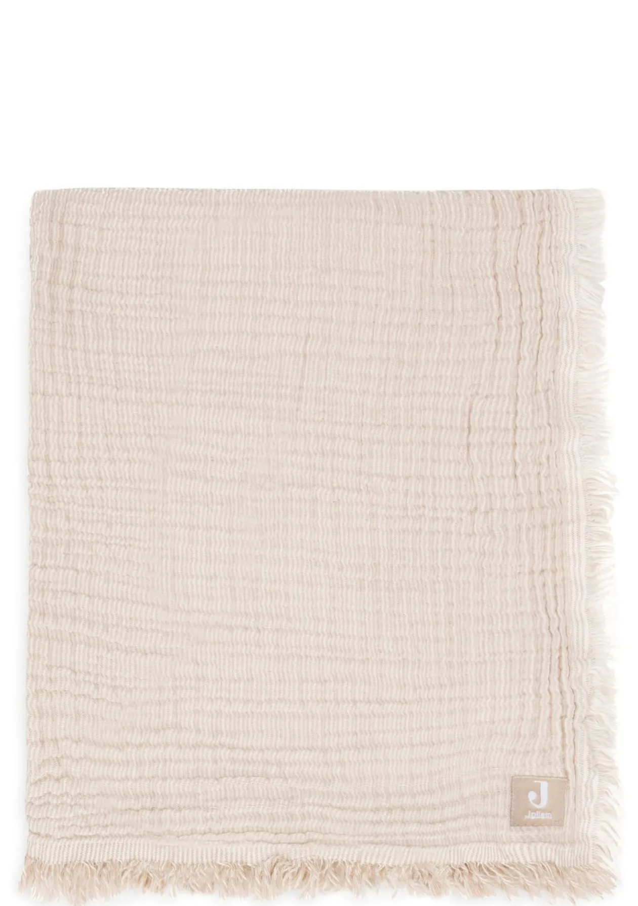 Musselin Decke Wiege 'Fringe Stripe' Biscuit 100 x 75 cm