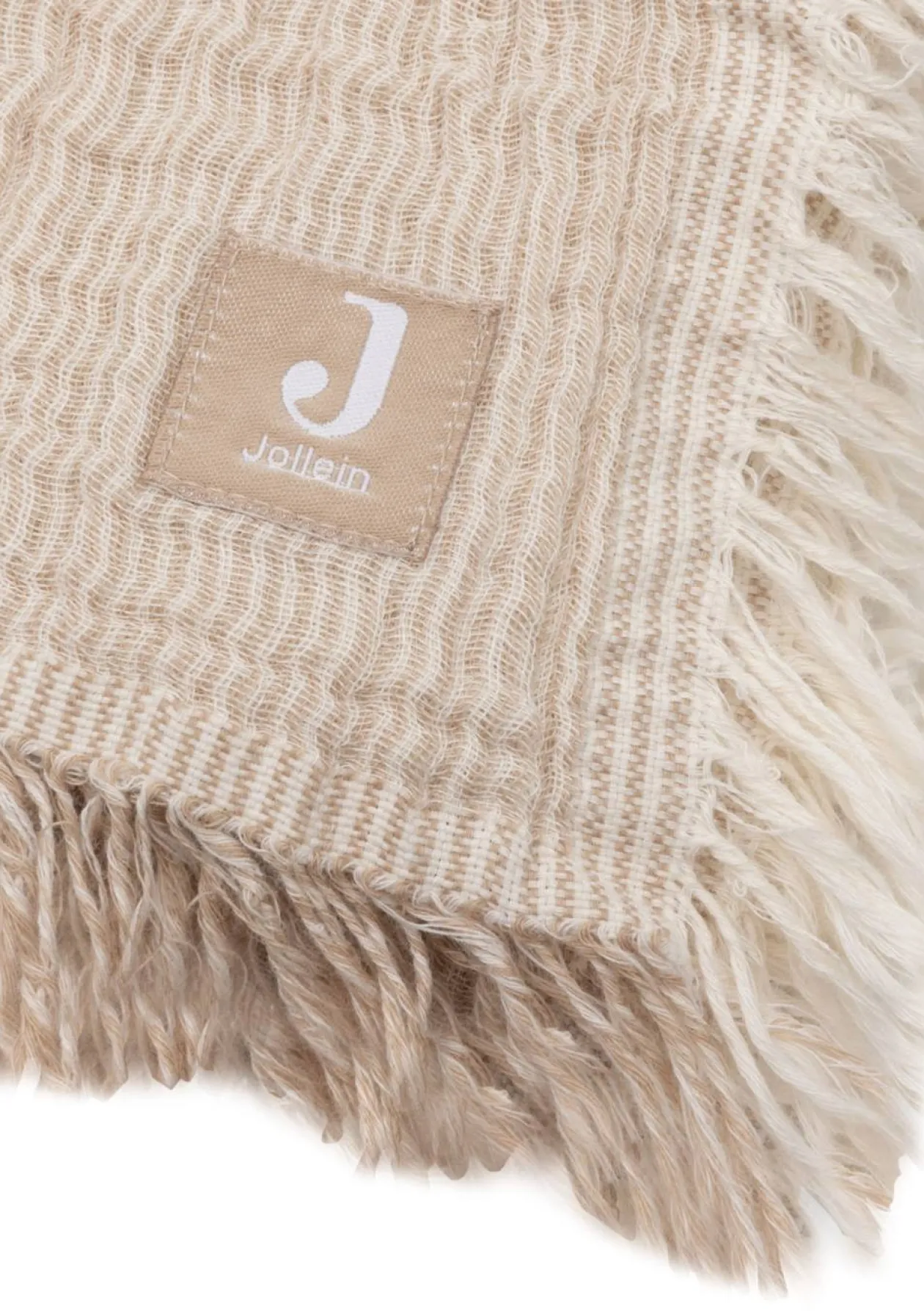 Musselin Decke Wiege 'Fringe Stripe' Biscuit 100 x 75 cm