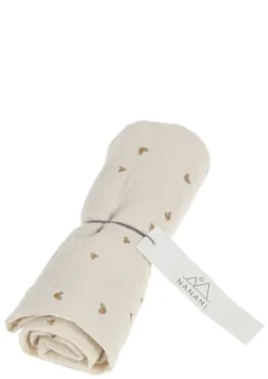 Musselin Mulltuch 'Heart' Cream sand 135 x 100 cm