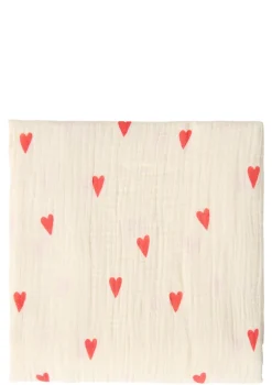 Musselin Mulltuch 'Swaddle Print Large' Beige Hearts 120 x 120 cm