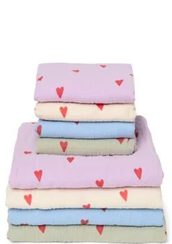 Musselin Mulltuch 'Swaddle Print Large' Beige Hearts 120 x 120 cm