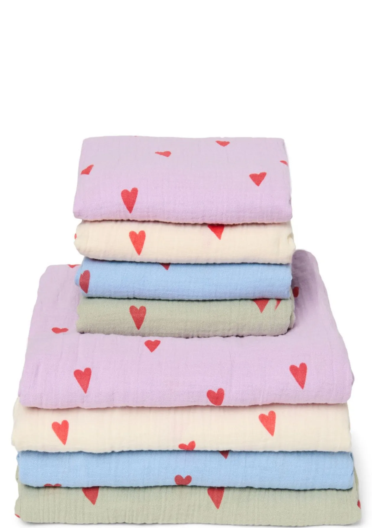 Musselin Mulltuch 'Swaddle Print Large' Beige Hearts 120 x 120 cm