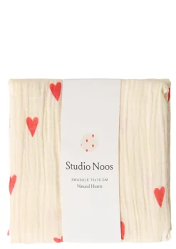 Musselin Mulltuch 'Swaddle Print Medium' Beige Hearts 70 x 70 cm