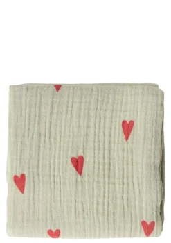 Musselin Mulltuch 'Swaddle Print Medium' Green Hearts 70 x 70 cm