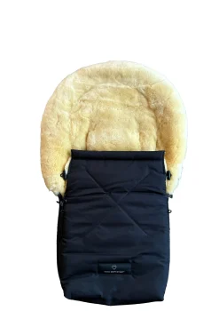 Premium Lammfell-Fußsack für Babywanne & Kinderautositz midnight black