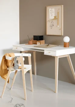 Schreibtisch 72,6 cm & Armlehnstuhl 'Wood' Weiß/Eiche