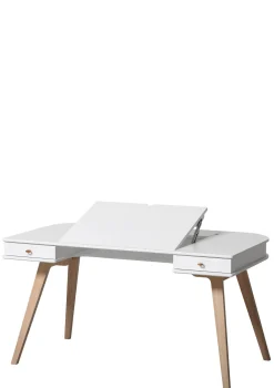 Schreibtisch 72,6 cm & Armlehnstuhl 'Wood' Weiß/Eiche