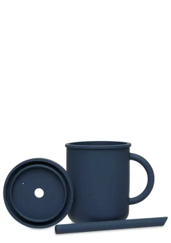 Silikon Becher mit Trinkhalm Jeans Blue