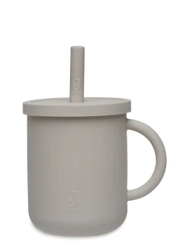 Silikon Becher mit Trinkhalm Nougat