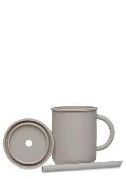 Silikon Becher mit Trinkhalm Nougat