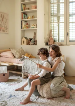 Sitzkissen 'Mr. Snail' Blue / Natural