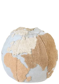 Sitzpouf 'World Map' Natural / Blue