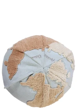 Sitzpouf 'World Map' Natural / Blue