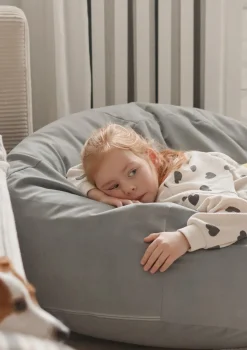 Sitzsack Velours Mond Grau