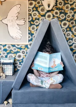 Spielsofa Velours Mond Grau